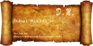 Dubai Miklós névjegykártya